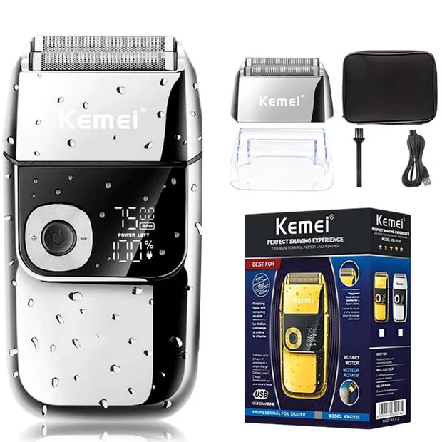 Kemei 2 in 1 Electric Shaver Men Electric Razor Rechargeable Beard Shaver Floating Hair Trimmer Face Care Beard Shaving Machine