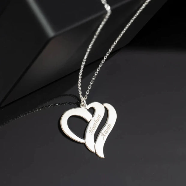 Engraved Custom Two names Heart Necklaces for Women Stainless Steel Gold Chain Personalized Pendant Customized Jewelry Gift