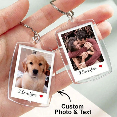 Custom Photo And Text Keychain, Personalized Acrylic Keychain, Couple Keychain, Birthday's Gift, Anniversaries, Couples Gift.