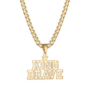 Trendy Customized Double Names Pendant Necklaces for Women Stainless Steel Personalized Crown Thick Chain Birthday Jewelry Gift