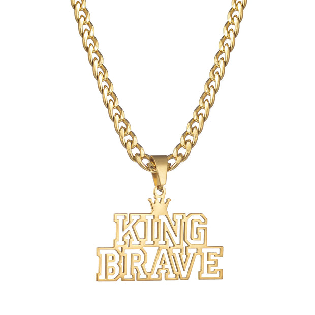 Trendy Customized Double Names Pendant Necklaces for Women Stainless Steel Personalized Crown Thick Chain Birthday Jewelry Gift