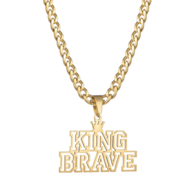 Trendy Customized Double Names Pendant Necklaces for Women Stainless Steel Personalized Crown Thick Chain Birthday Jewelry Gift