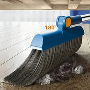 Broom with Dustpan, Adjustable Long Handle, Standing Broom and Dustpan Set for Indoor & Outdoor Sweeping, Home, Office, Kitchen