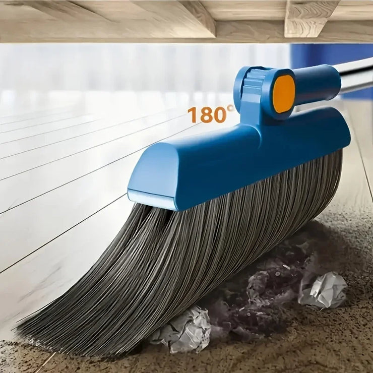 Broom with Dustpan, Adjustable Long Handle, Standing Broom and Dustpan Set for Indoor & Outdoor Sweeping, Home, Office, Kitchen