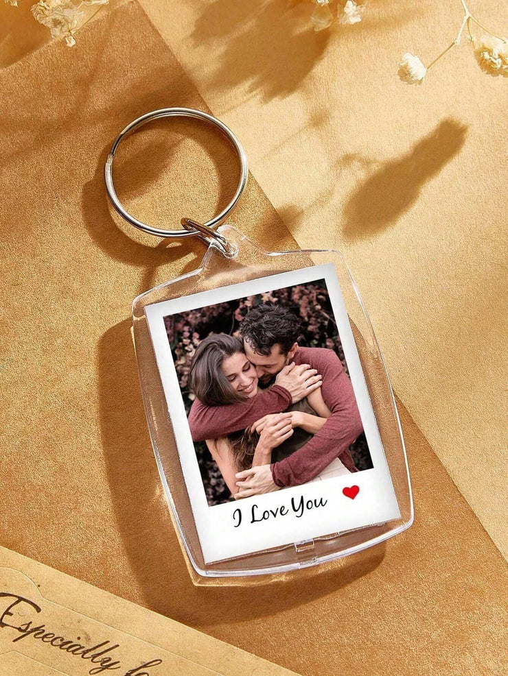 Custom Photo And Text Keychain, Personalized Acrylic Keychain, Couple Keychain, Birthday's Gift, Anniversaries, Couples Gift.