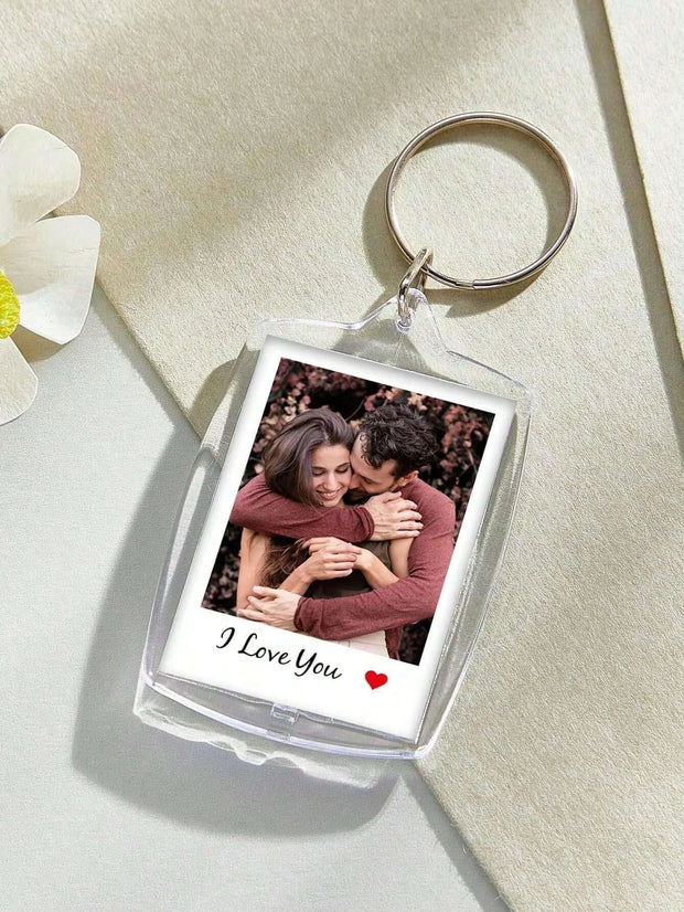 Custom Photo And Text Keychain, Personalized Acrylic Keychain, Couple Keychain, Birthday's Gift, Anniversaries, Couples Gift.
