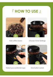 Electric Coffee Grinder Automatic Burr Mill Coffee Bean Grinding with 28 Grind Settings for Espresso French Press 2-12 Cups
