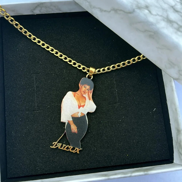 Custom Name Pictures Necklace Pendant Custom Name And Pictures Photo Draw Stainless Steel