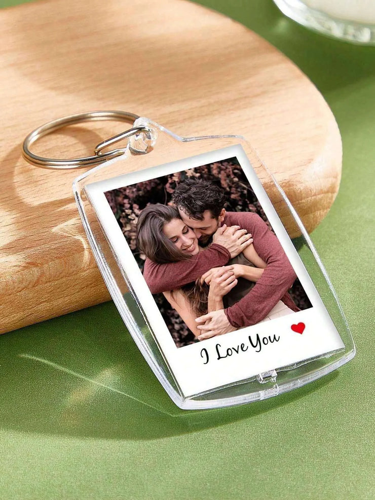 Custom Photo And Text Keychain, Personalized Acrylic Keychain, Couple Keychain, Birthday's Gift, Anniversaries, Couples Gift.